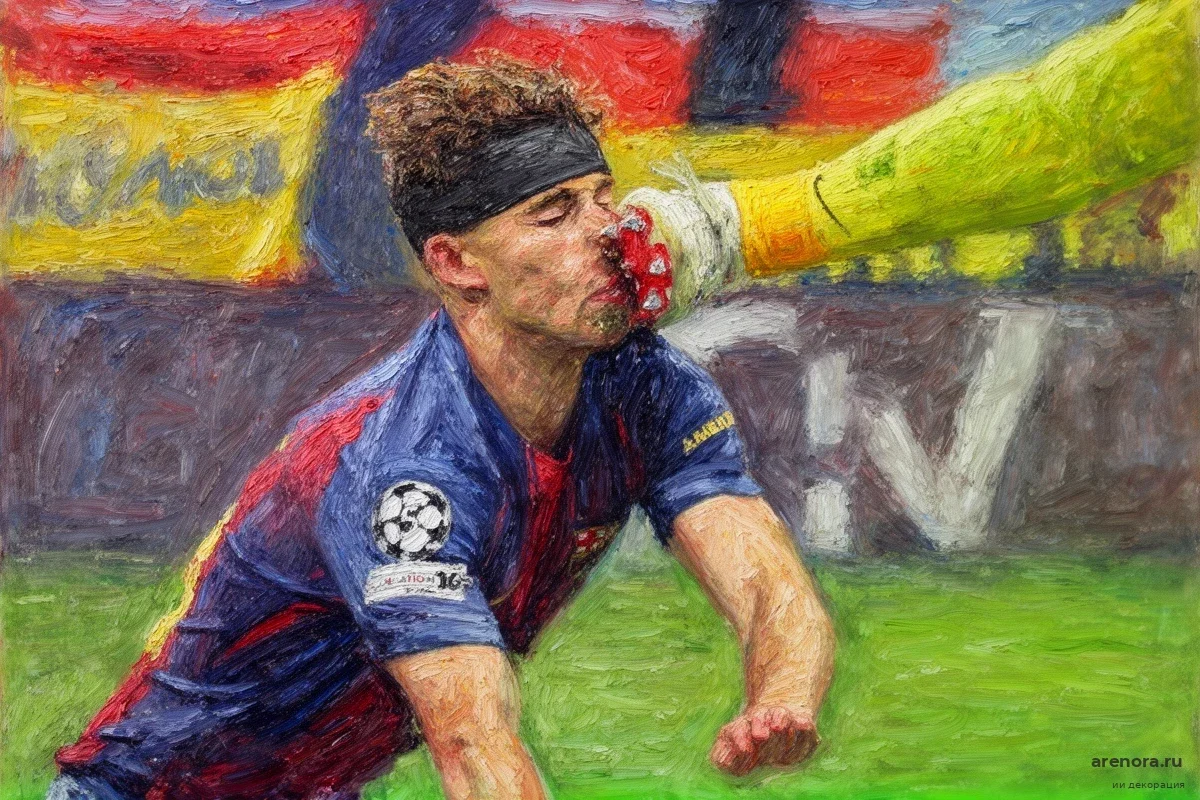 Вратарь «Атлетико» шипами разбил лицо игроку «Барселоны»: решение судьи в матче Лиги чемпионов